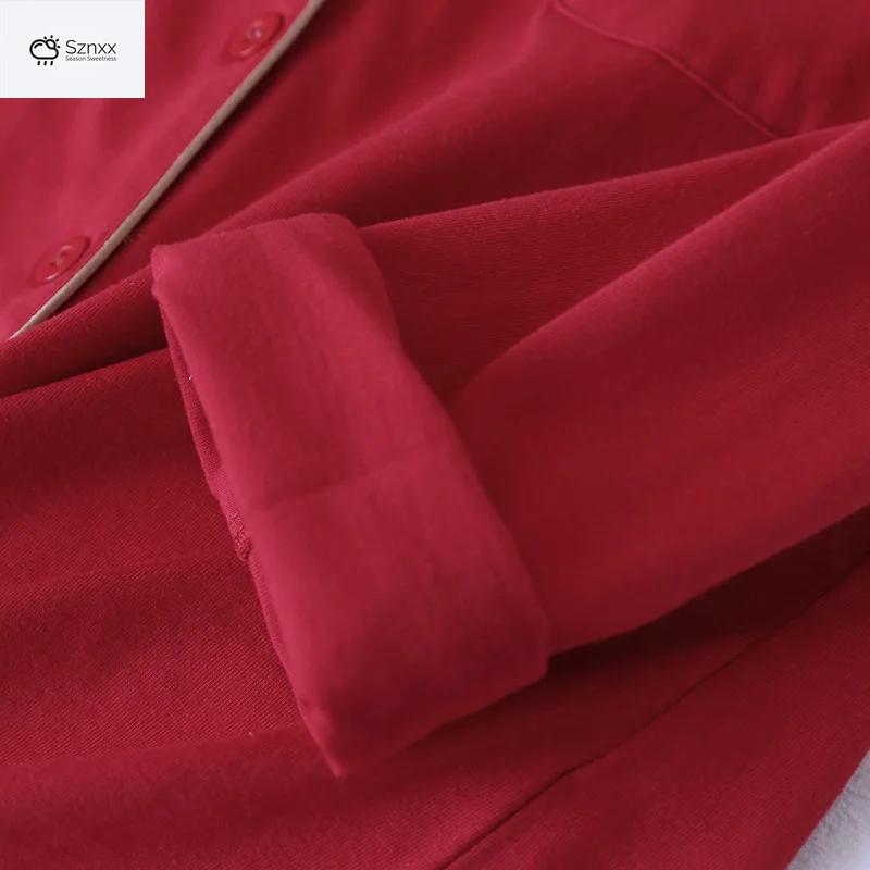 Cozy Cotton Couple Knit Pajama Set Red