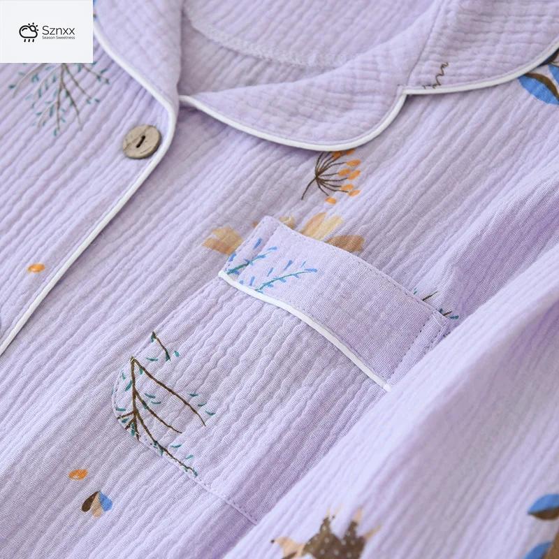 Soft Lavender Cotton Long-sleeve Pajama Set Plus