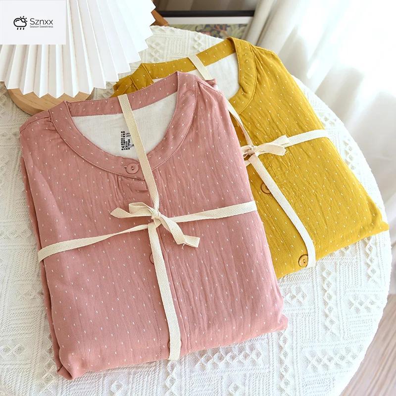 Soft Cotton Long-sleeve Pajama Set For Women