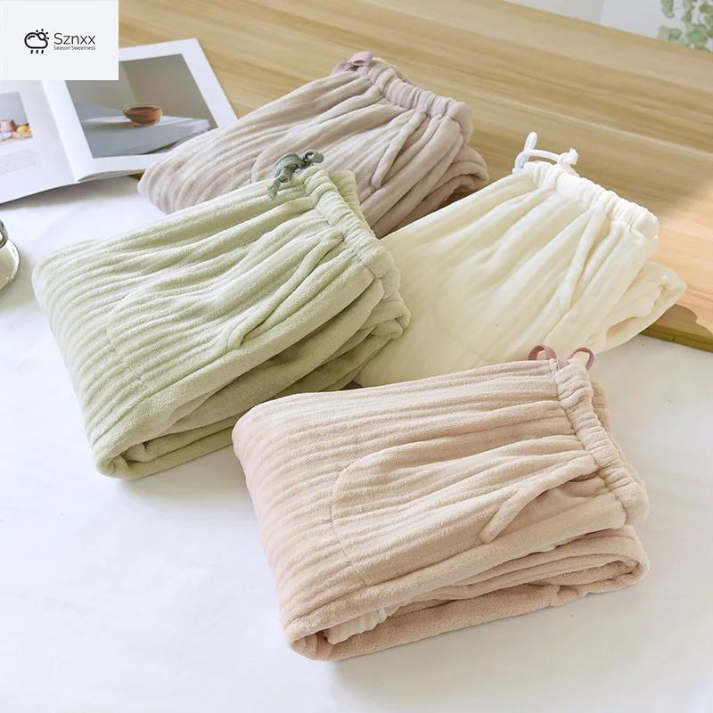 Cozy Flannel Bar Pattern Womens Sleep Pants