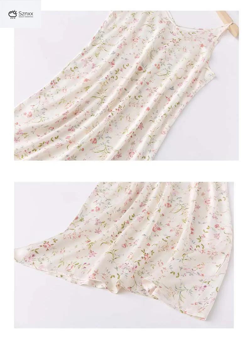 Printed Viscose Camisole Skirt Sleeveless Summer Nightdress