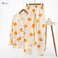 Womens Cotton Crepe Long Sleeve Pajama Set