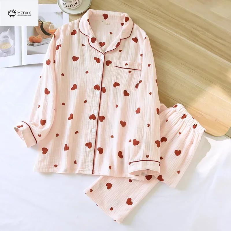 Soft Cotton Crepe Long Sleeve Pajama Lounge Set