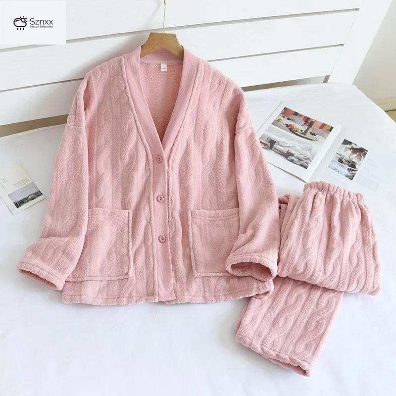 Cozy Flannel Velvet Couples Lounge Pajama Set