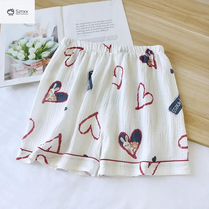 Womens Loose Cotton Crepe Pajama Shorts Summer Essentials