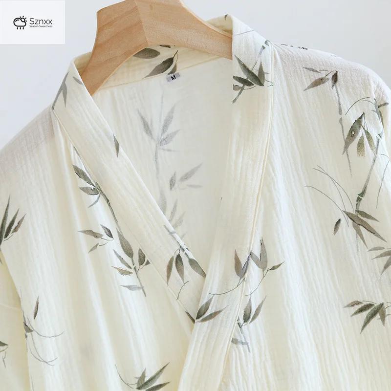 Japanese Cotton Kimono Bathrobe For Women Spring