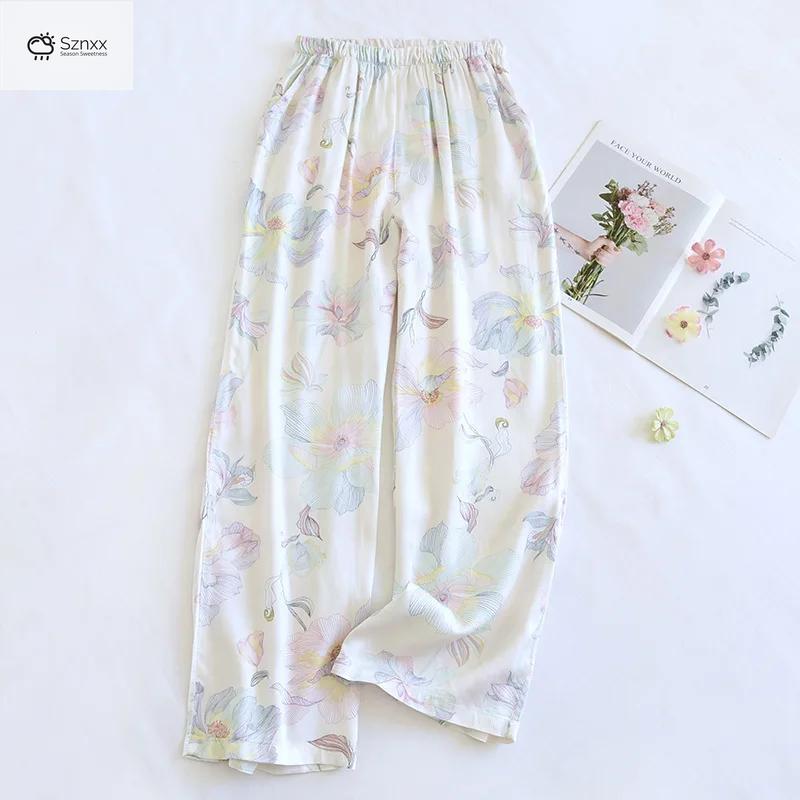 Printed Viscose Wide-leg Sleep Lounge Pants