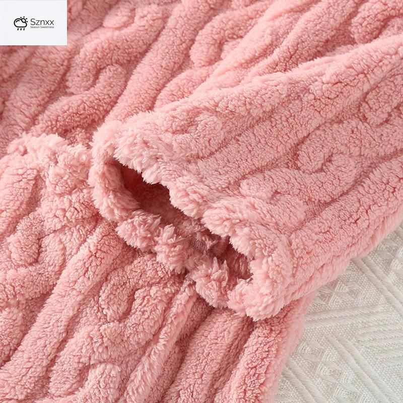 Cozy Flannel Long Warm Buckle Women’s Bathrobe