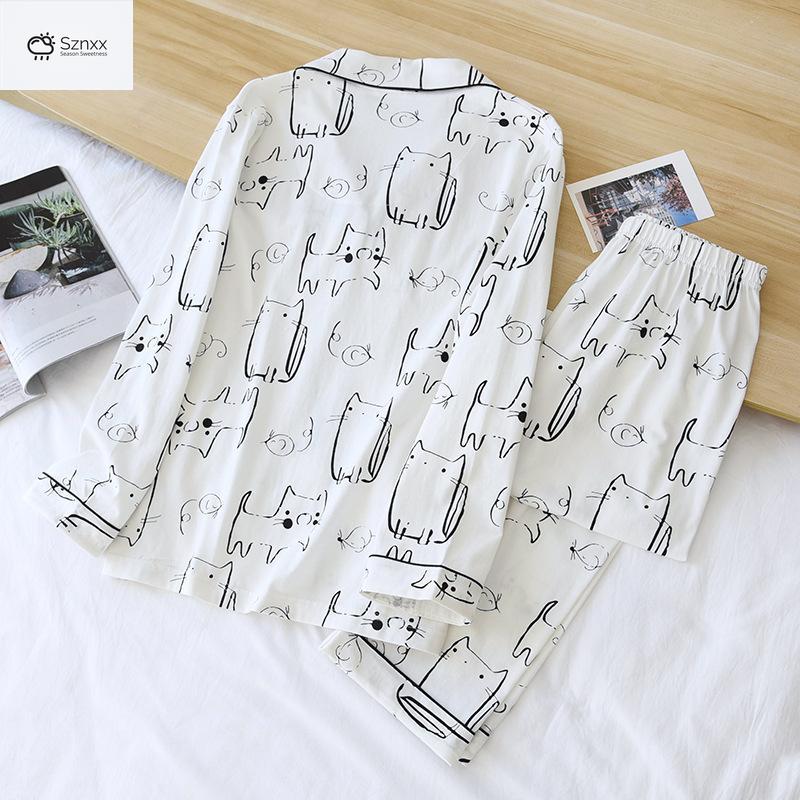 Cozy Cotton Cartoon Print Long-sleeve Pajama Set