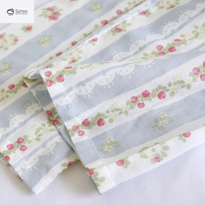 Soft Cotton Gauze Long Pajama Set For Women