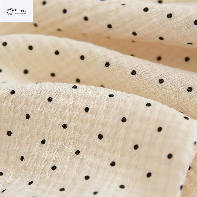 Polka Dot Cotton Crepe Pajama Set Long-sleeve