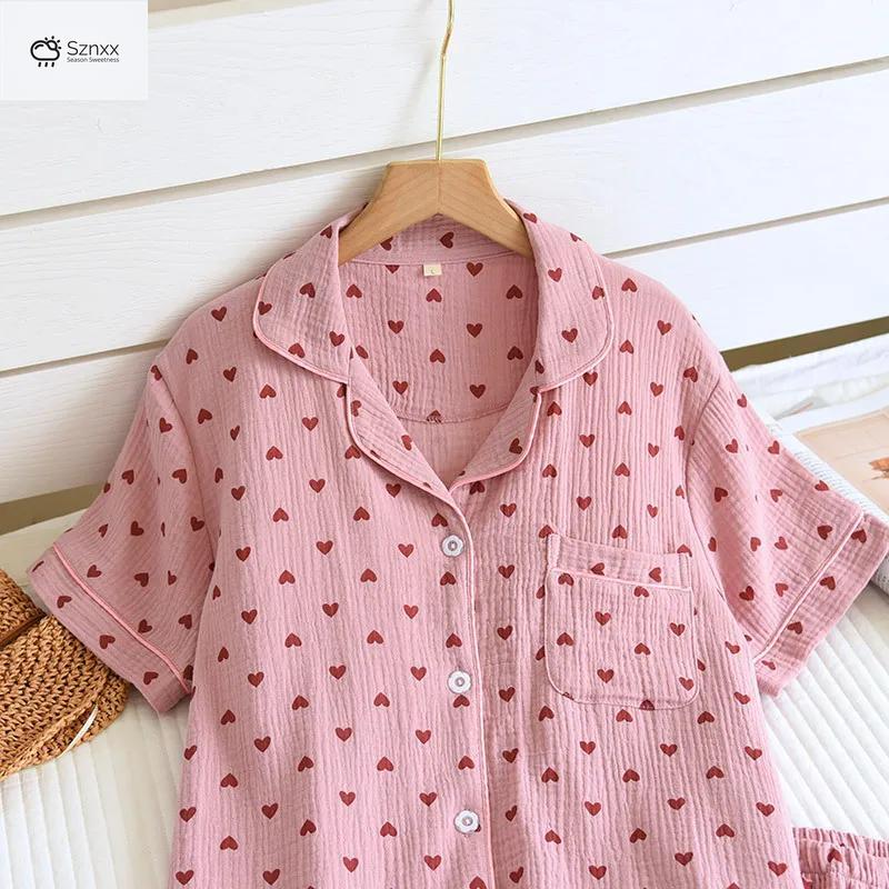 Breathable Cotton Crepe Loungewear Shorts Pajama Set