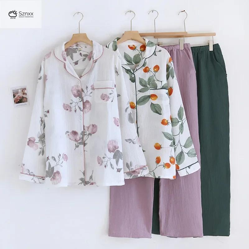 Minimalist Crepe Cotton Long-sleeve Pajama Set