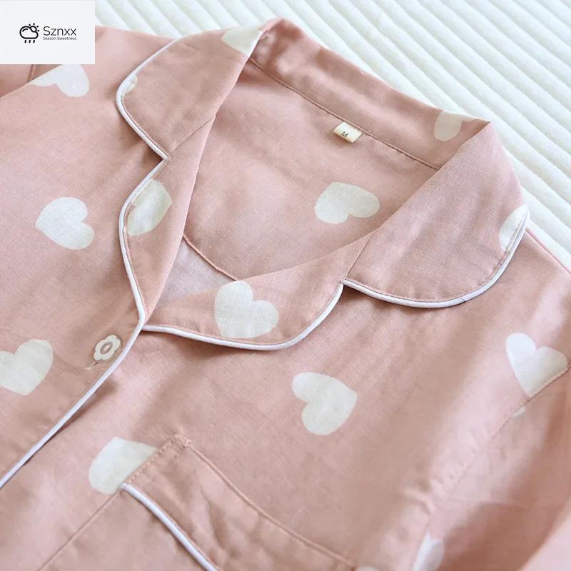 Womens Soft Cotton Long-sleeve Pajama Lounge Set