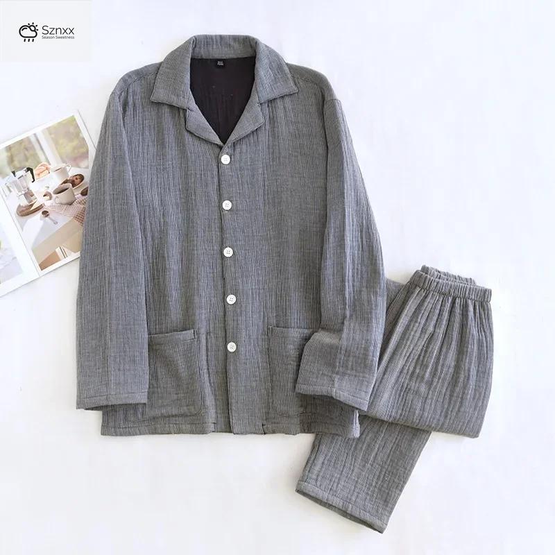 Soft Cotton Couple Long-sleeve Pajama Set