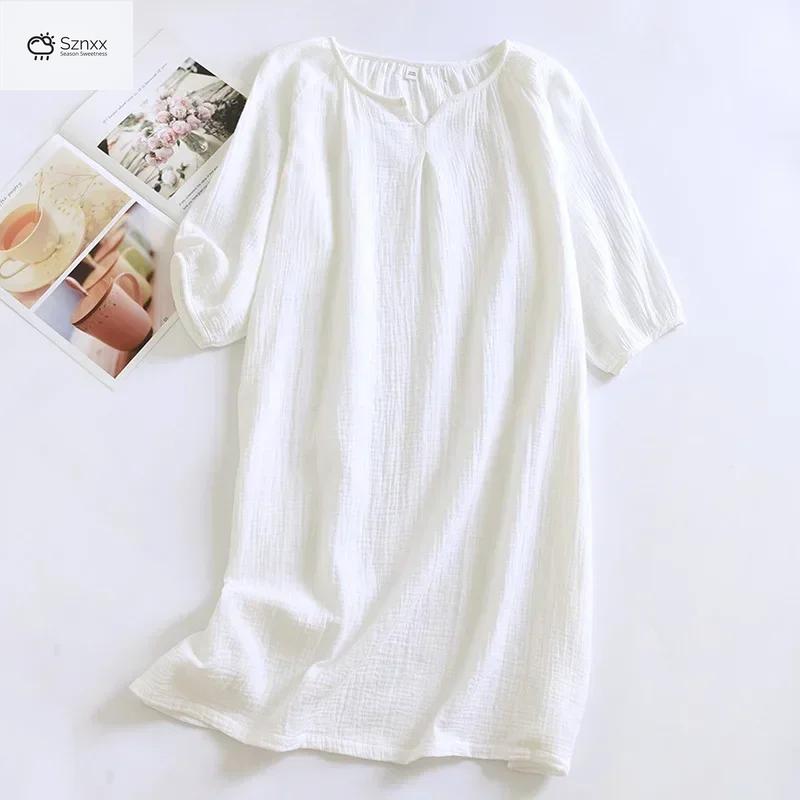 Colorful Cotton Crepe Loose Sleep Skirt Nightgown