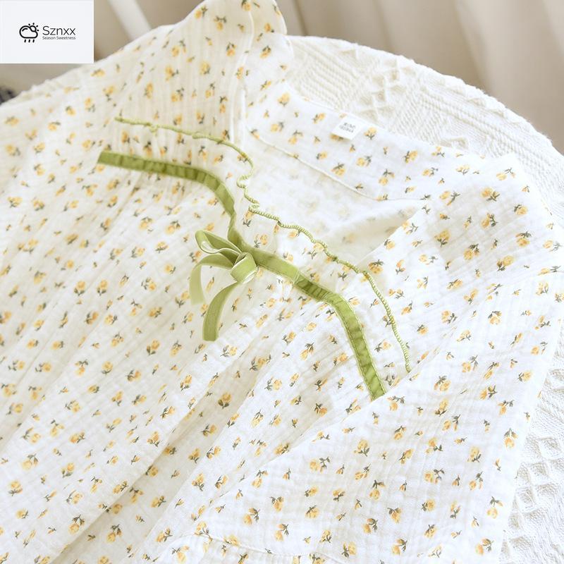 Floral Cotton Crepe Short Sleeve Summer Nightdress
