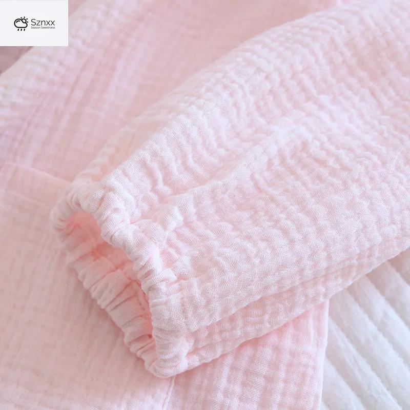 Womens V-neck Cotton Crepe Pajama Lounge Set