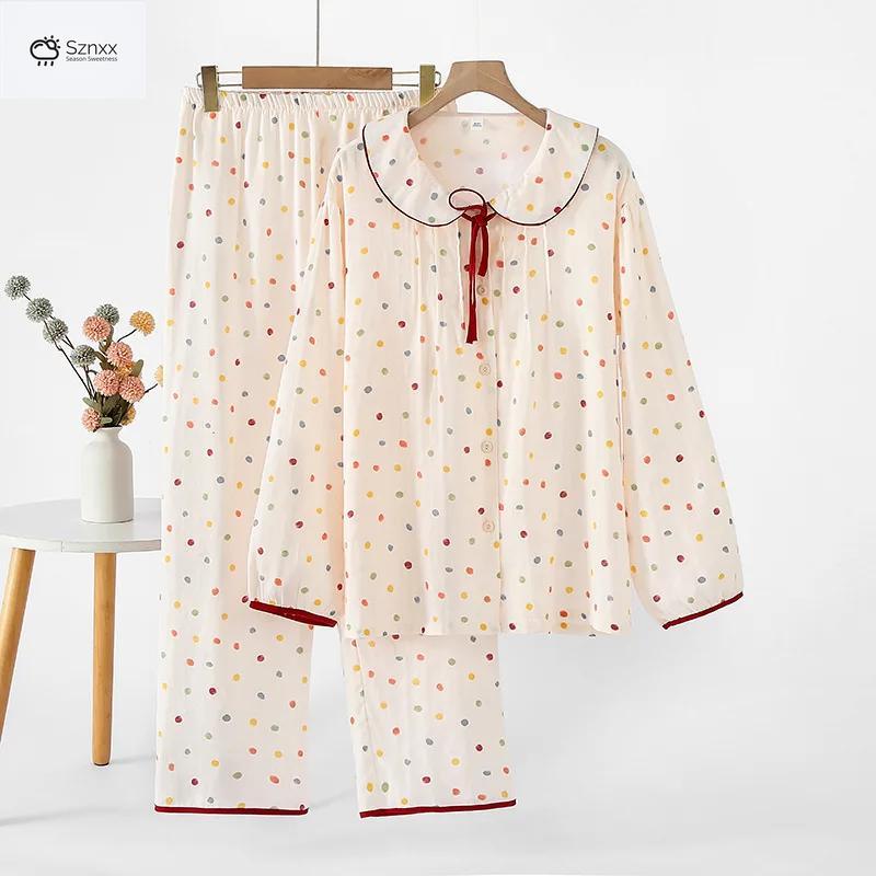 Soft Cotton Gauze Doll Collar Pajama Set