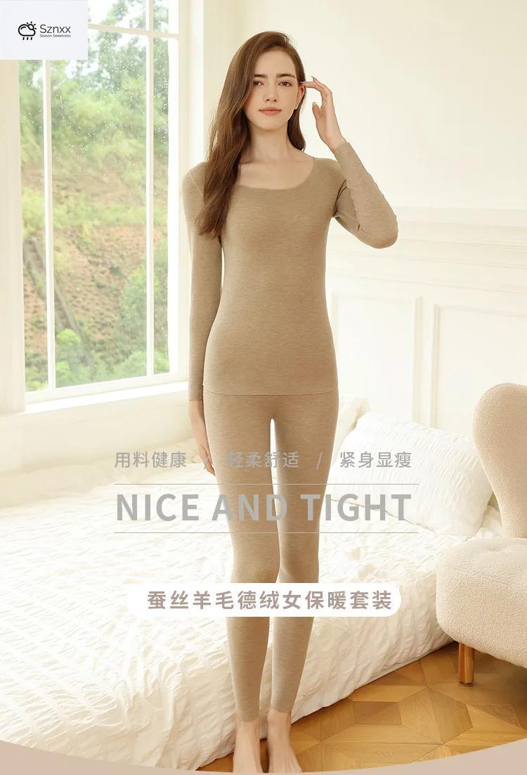 Womens Thermal Fleece Long-sleeve Two-piece Lounge Set