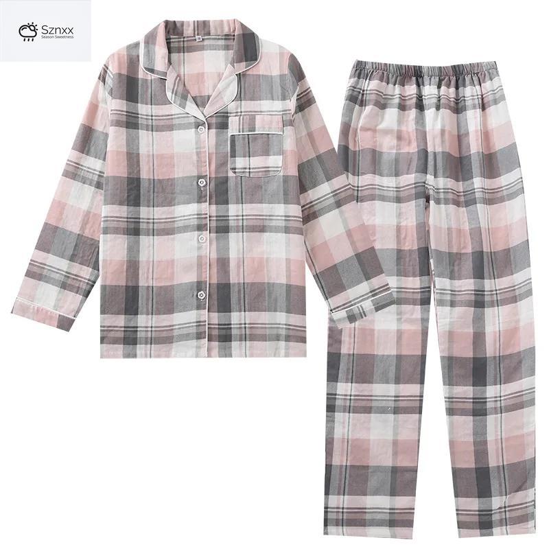Soft Cotton Gauze Couple Pajama Set Plus Size