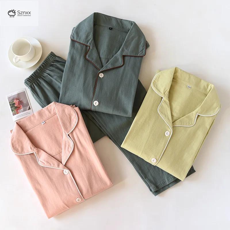 Couple Knitted Cotton Long-sleeve Pajama Set