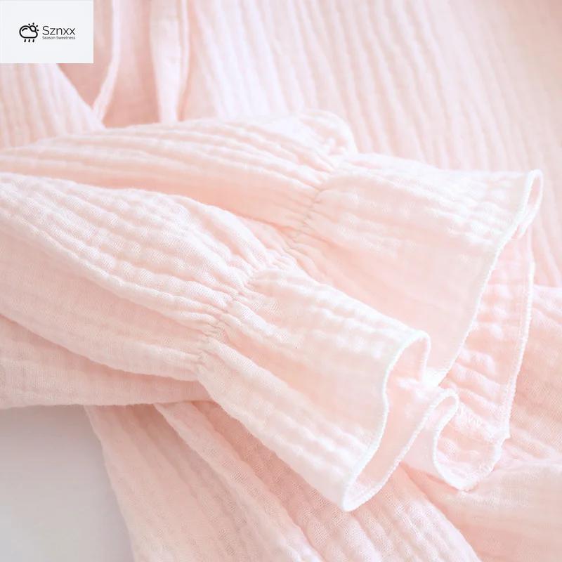 Japanese Cotton Crepe Kimono Pajama Two-piece Set