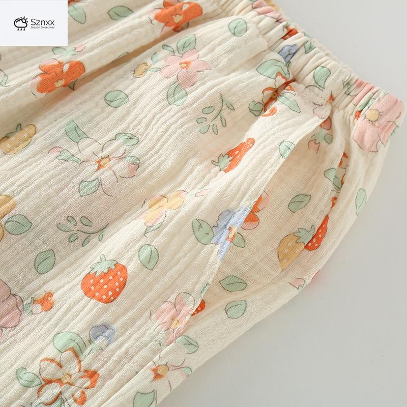 Floral Short-sleeve Cotton Pajama Set With Capris