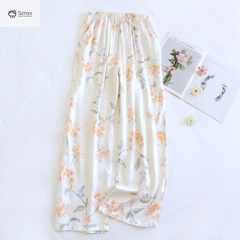 Printed Viscose Wide-leg Sleep Lounge Pants