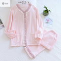 Womens V-neck Cotton Crepe Pajama Lounge Set