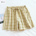Checkered Cotton Couple Sleep Shorts Loose Fit