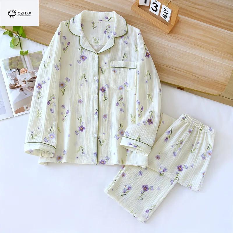 Japanese Cotton Crepe Floral Pajama Set