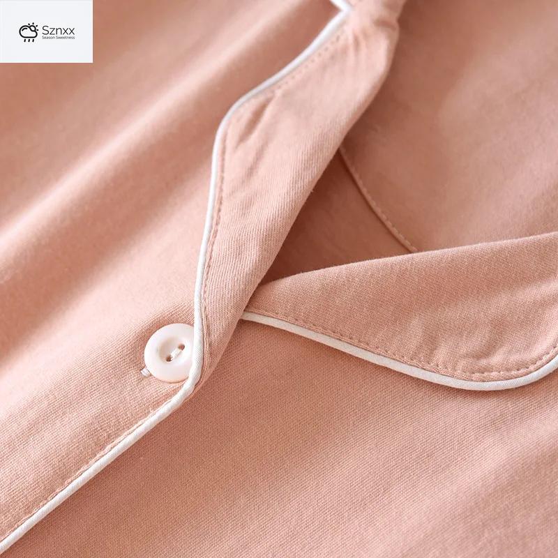 Couple Knitted Cotton Long-sleeve Pajama Set
