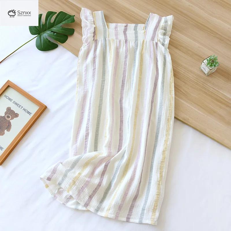 Womens Cotton Crepe Suspender Nightdress Skirt