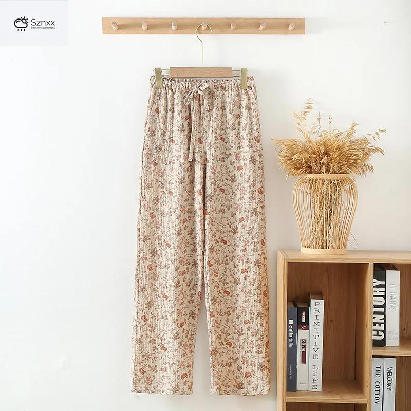 Printed Cotton Crepe Lounge Pants For Women