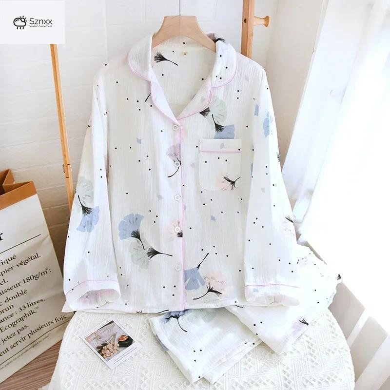 Minimalist Crepe Cotton Long-sleeve Pajama Set