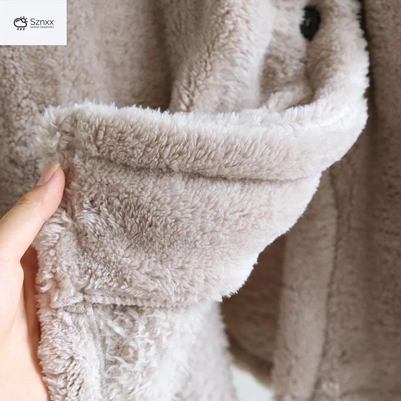Thickened Flannel Couples Long Bathrobe Nightgown