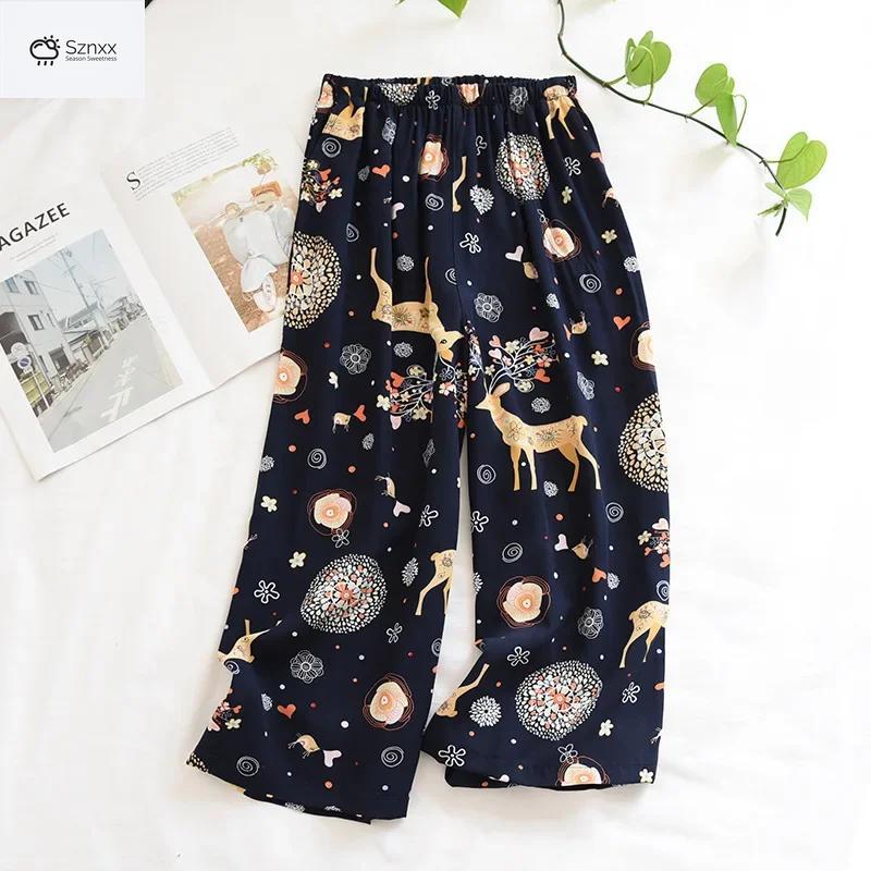 Floral Viscose Cropped Lounge Pants For Women