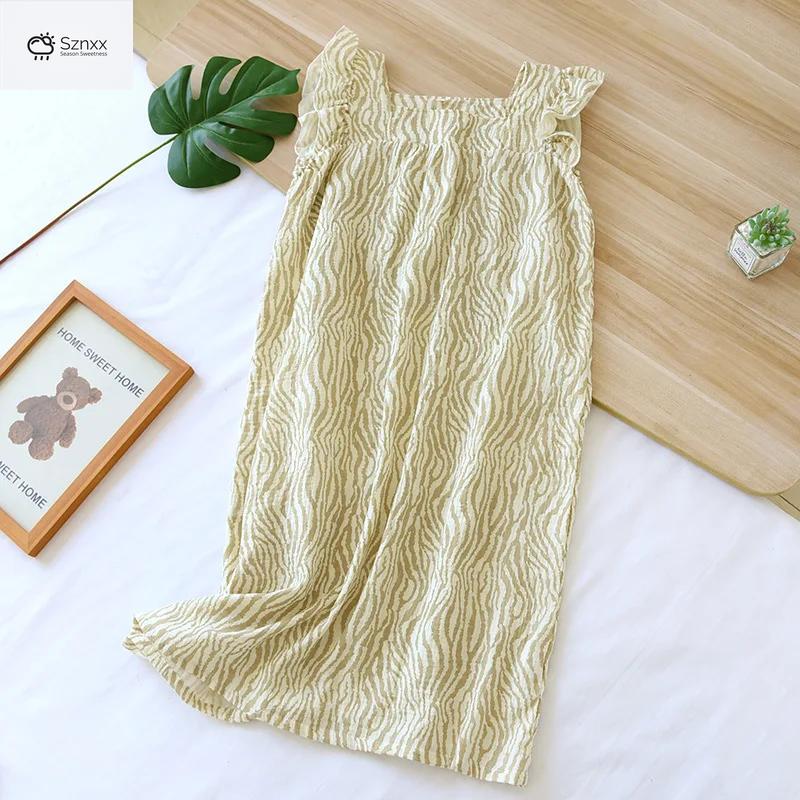 Womens Cotton Crepe Suspender Nightdress Skirt
