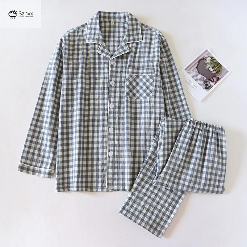 Japanese Cotton Plaid Couple Pajama Set