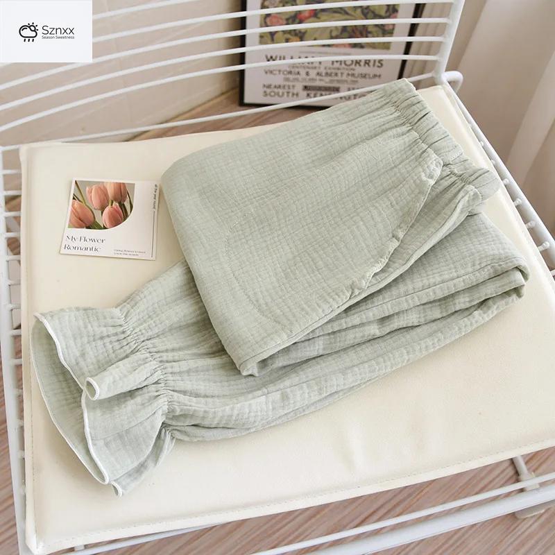 Womens Lightweight Cotton Crepe Lounge Pajama Trousers