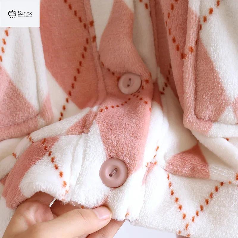 Thickened Flannel Couple V-neck Pajama Set