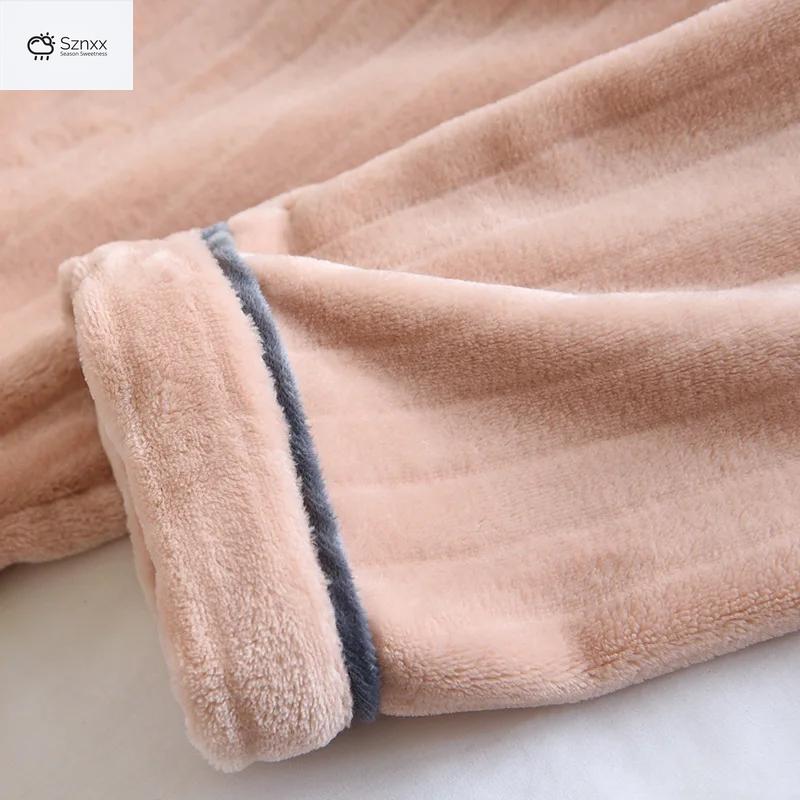 Cozy Flannel Couple Pajama Set Warm Fleece Loungewear