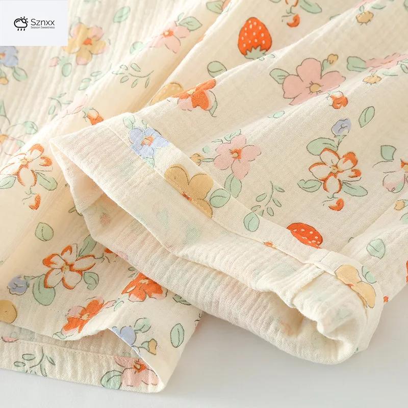 Floral Short-sleeve Cotton Pajama Set With Capris
