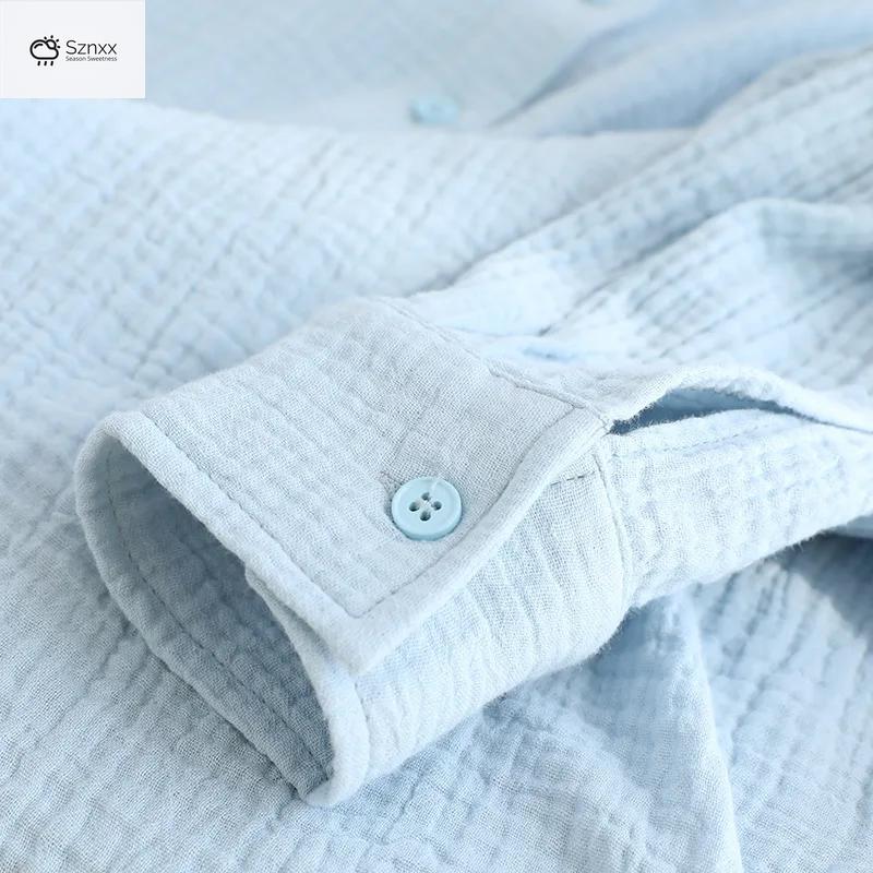 Soft Cotton Crepe Womens Long Pajama Set
