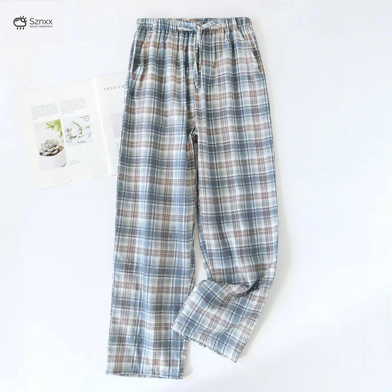 Cotton Checkered Loose-fit Couple Sleep Pants