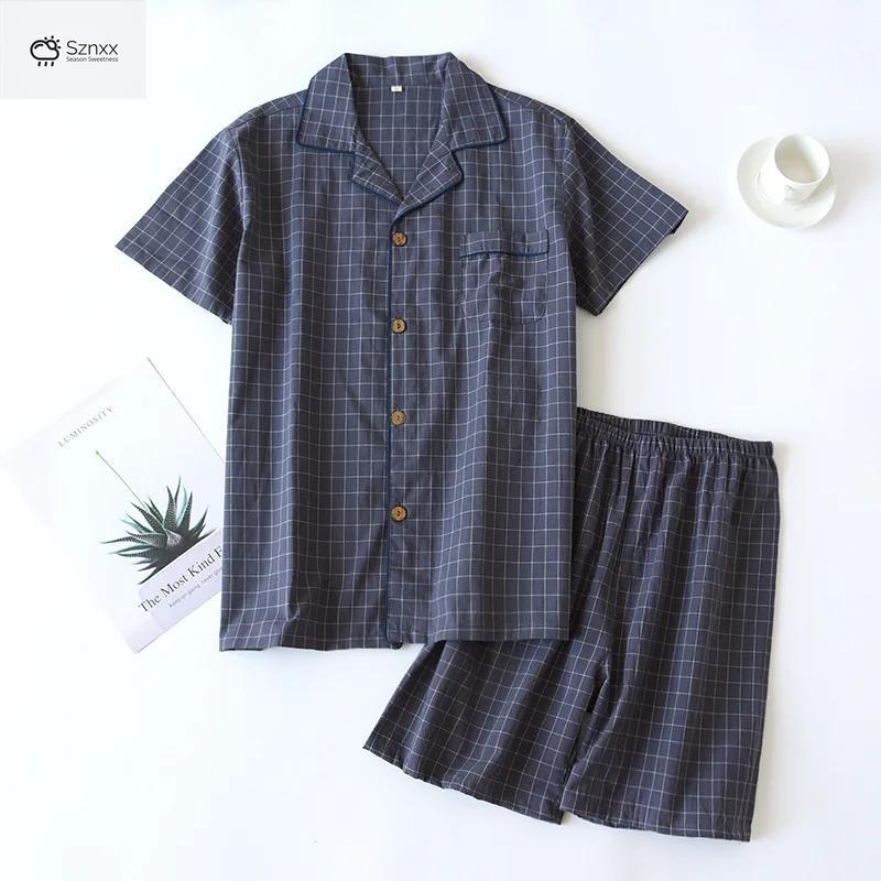 Couple’s Plaid Cotton Gauze Short-sleeve Pajama Set