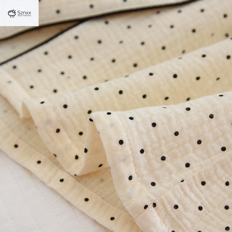 Polka Dot Cotton Crepe Pajama Set Long-sleeve