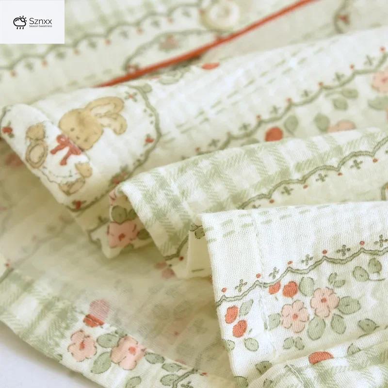 Womens Cotton Floral Long Sleeve Pajama Set