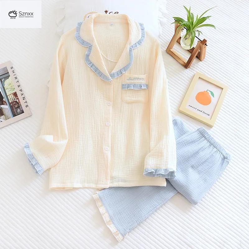 Womens Cotton Crepe Pajama Loungewear Set